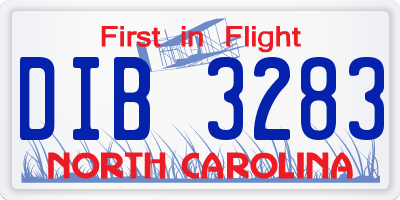 NC license plate DIB3283