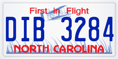 NC license plate DIB3284
