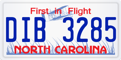 NC license plate DIB3285