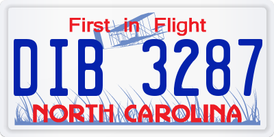 NC license plate DIB3287