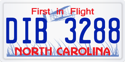 NC license plate DIB3288
