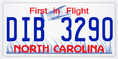 NC license plate DIB3290