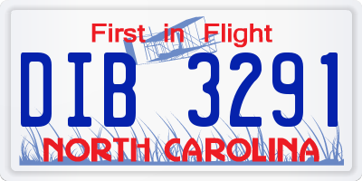 NC license plate DIB3291