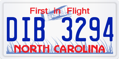 NC license plate DIB3294