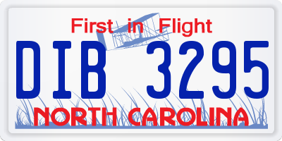 NC license plate DIB3295
