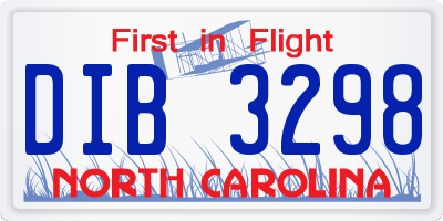 NC license plate DIB3298