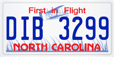 NC license plate DIB3299
