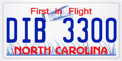 NC license plate DIB3300