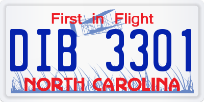 NC license plate DIB3301