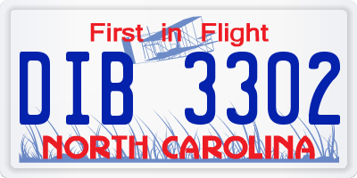 NC license plate DIB3302