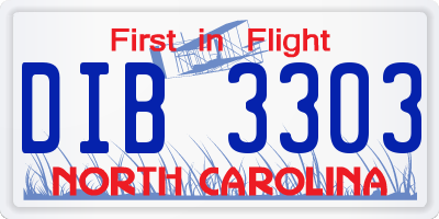 NC license plate DIB3303