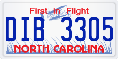 NC license plate DIB3305