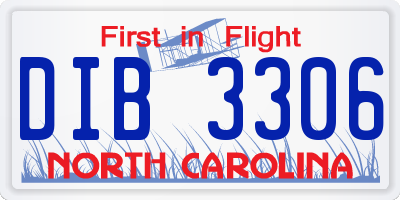 NC license plate DIB3306