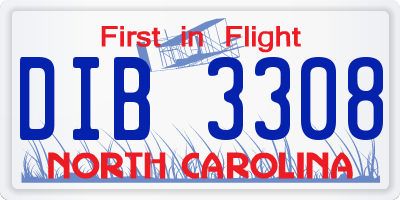 NC license plate DIB3308