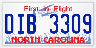 NC license plate DIB3309
