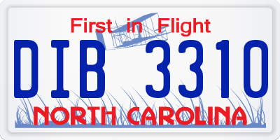 NC license plate DIB3310