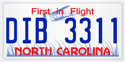 NC license plate DIB3311