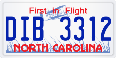NC license plate DIB3312