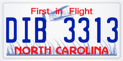 NC license plate DIB3313