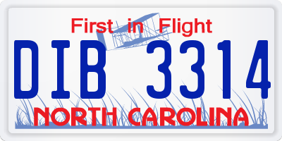 NC license plate DIB3314