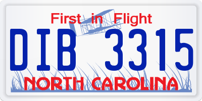 NC license plate DIB3315