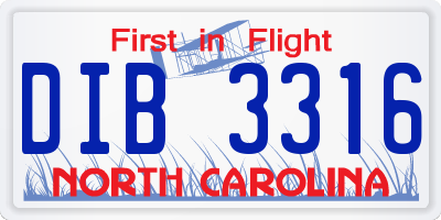 NC license plate DIB3316
