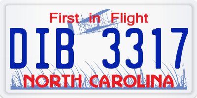 NC license plate DIB3317