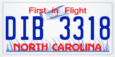 NC license plate DIB3318