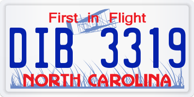 NC license plate DIB3319