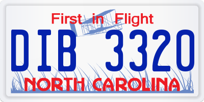 NC license plate DIB3320