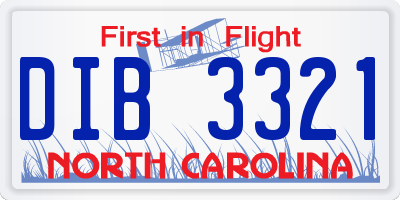 NC license plate DIB3321