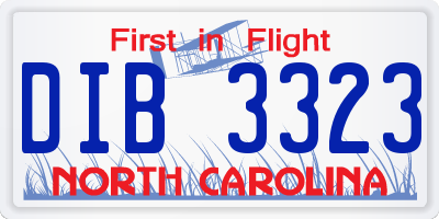 NC license plate DIB3323