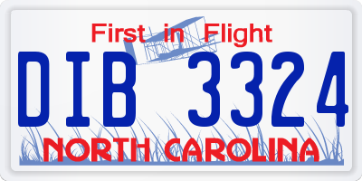 NC license plate DIB3324