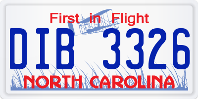 NC license plate DIB3326