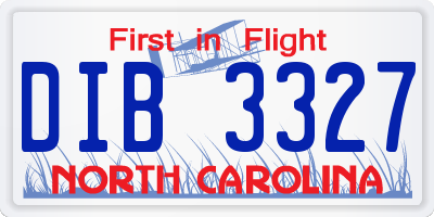 NC license plate DIB3327
