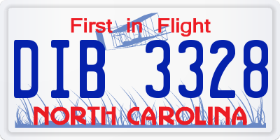 NC license plate DIB3328