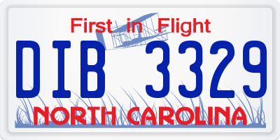 NC license plate DIB3329