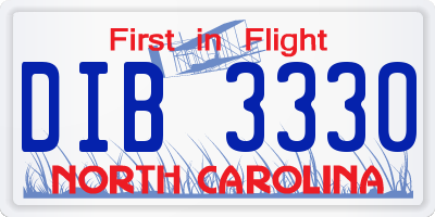 NC license plate DIB3330