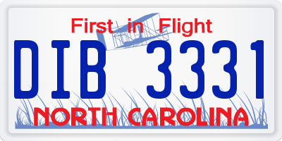 NC license plate DIB3331