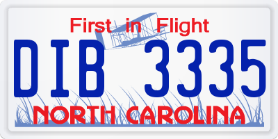 NC license plate DIB3335