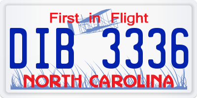 NC license plate DIB3336