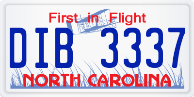NC license plate DIB3337