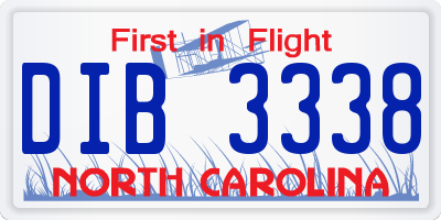 NC license plate DIB3338