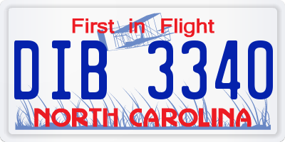 NC license plate DIB3340