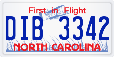 NC license plate DIB3342
