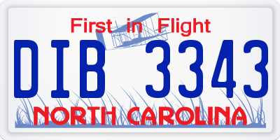 NC license plate DIB3343