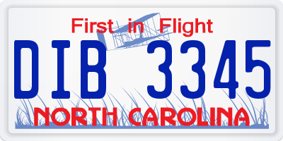 NC license plate DIB3345