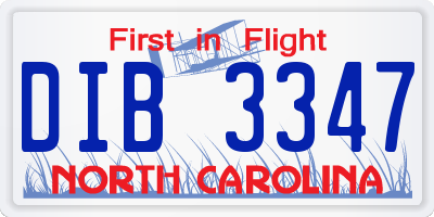 NC license plate DIB3347