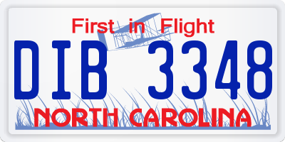 NC license plate DIB3348