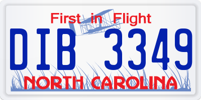 NC license plate DIB3349